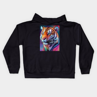 Vibrant Tie Dye Tiger Pattern Kids Hoodie